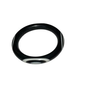Iris Apfel & Bajalia Black Resin Bangle Bracelet White Inlay Mod Style Vintage